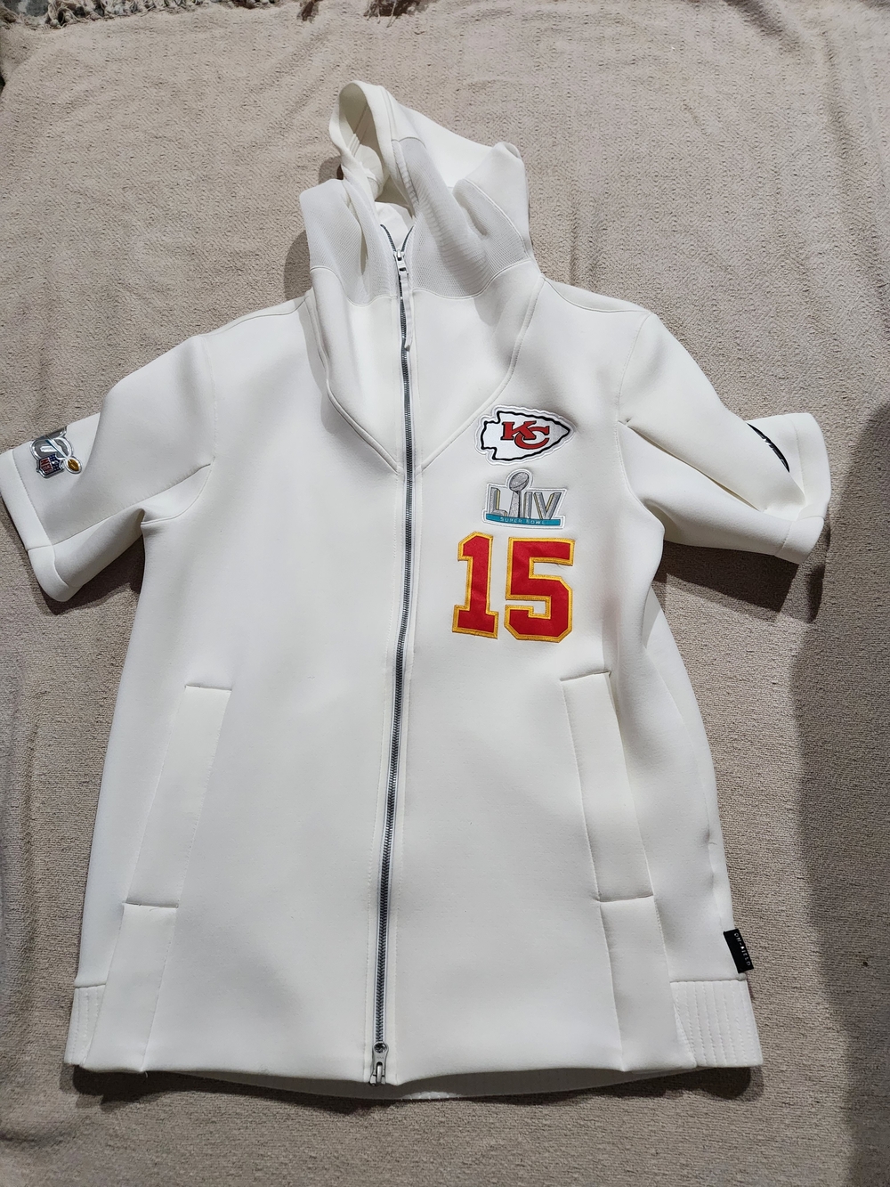 Adult' White Superbowl  Kansas City Chiefs Hoodie Jacket with 15 Patch